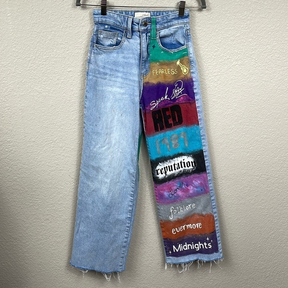 Universal Thread DIY Taylor Swift Eras Tour High Rise Wide Leg Jeans Sz 00